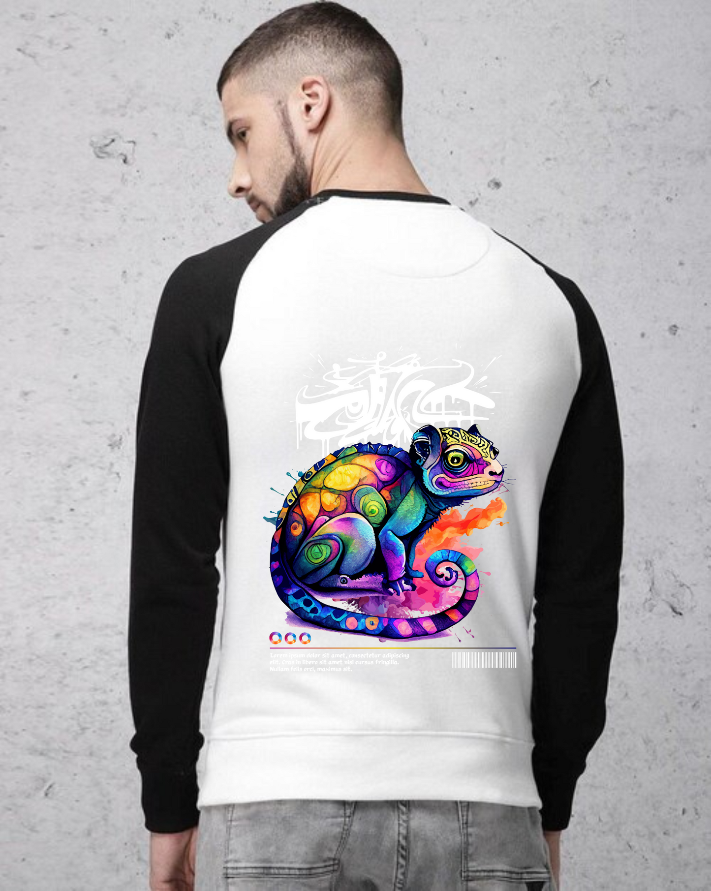Colourful Chamaeleon Design Unisex Raglan T-Shirt