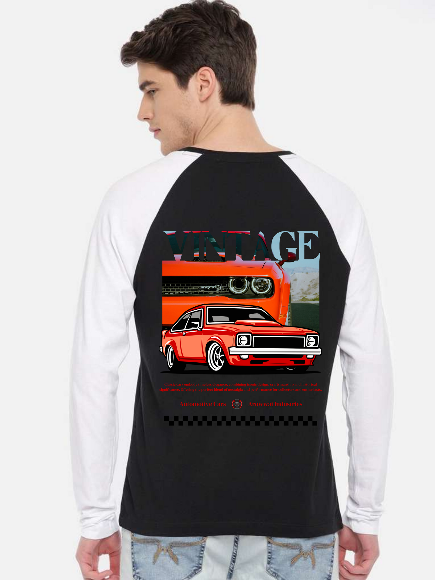 Vintage Car Design Unisex Raglan T-Shirt