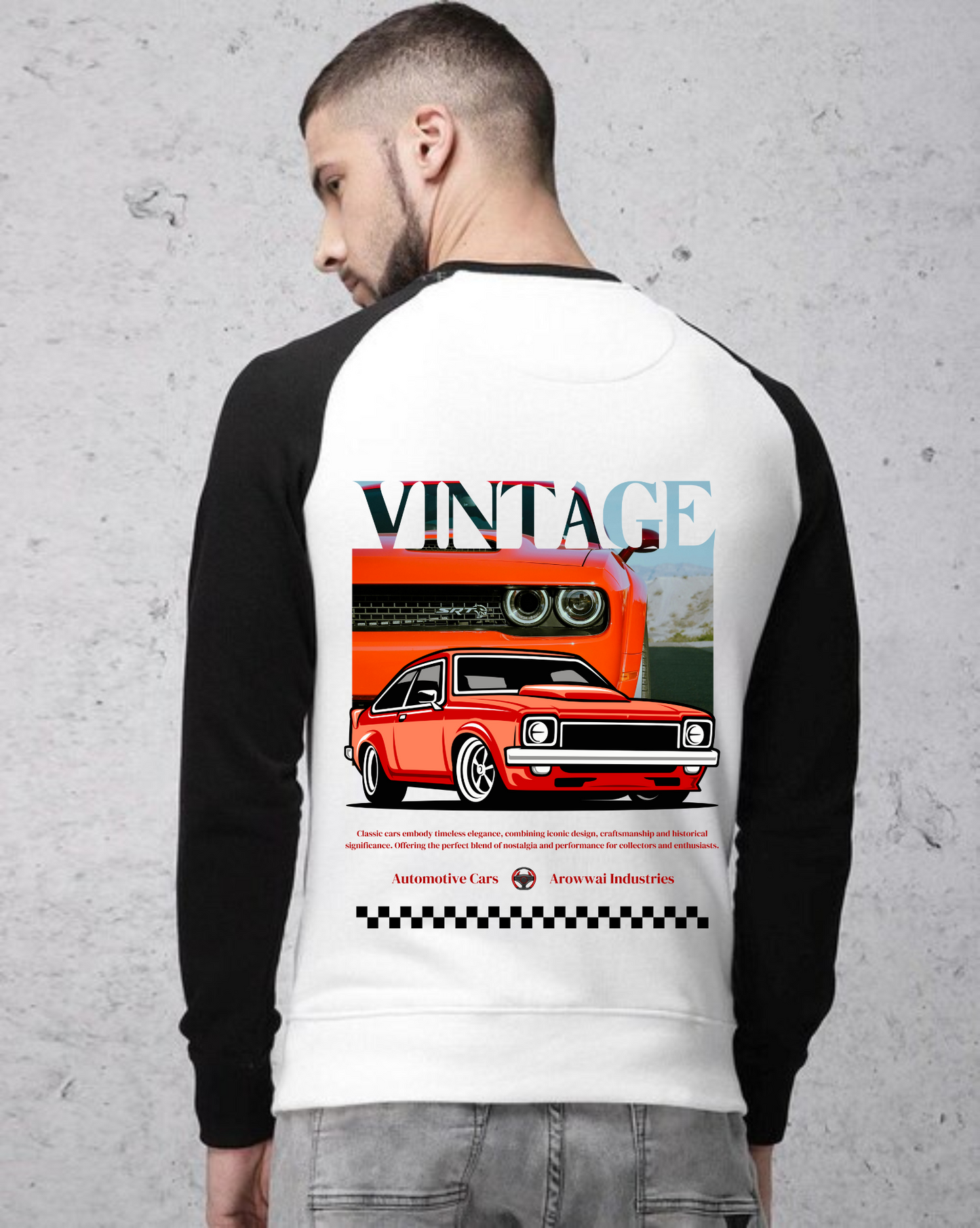 Vintage Car Design Unisex Raglan T-Shirt