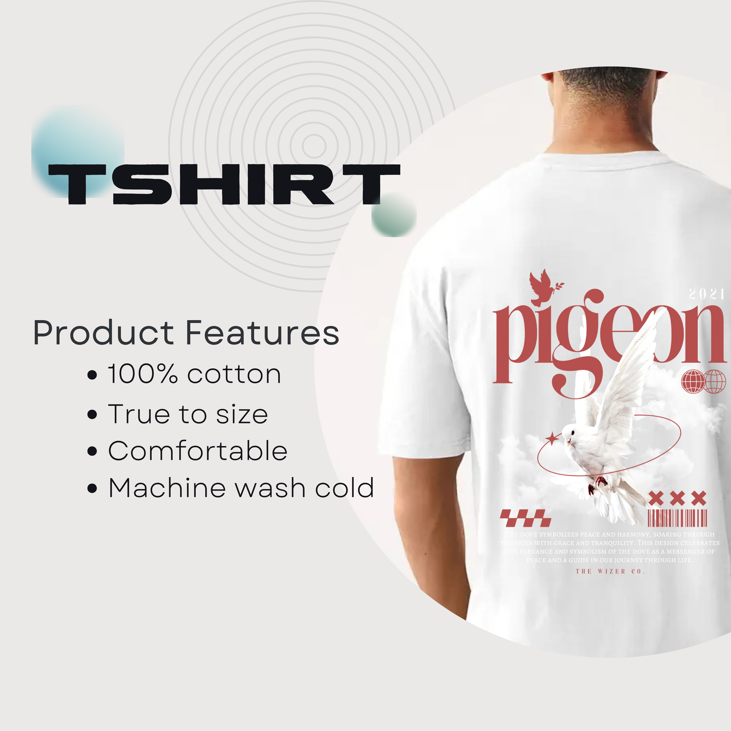 Beautiful White Pigeon Design Unisex Oversized Classic T-Shirt