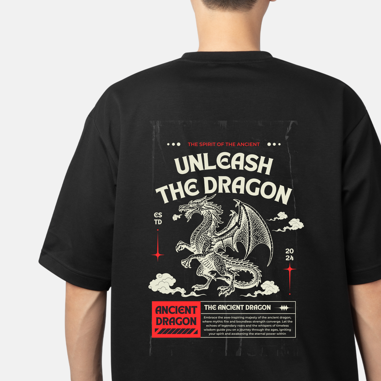 Ancient Dragon Design Unisex Terry Oversized Tee
