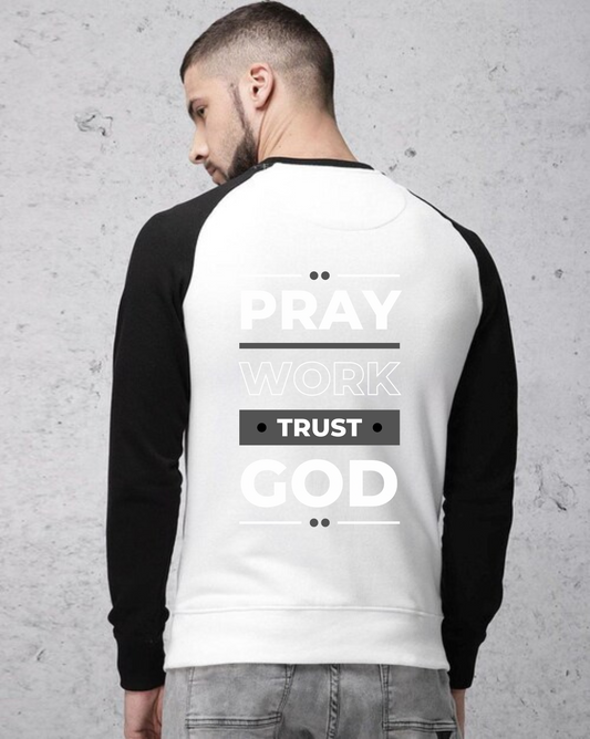 Pray Work Trust God Quote Design Unisex Raglan T-Shirt