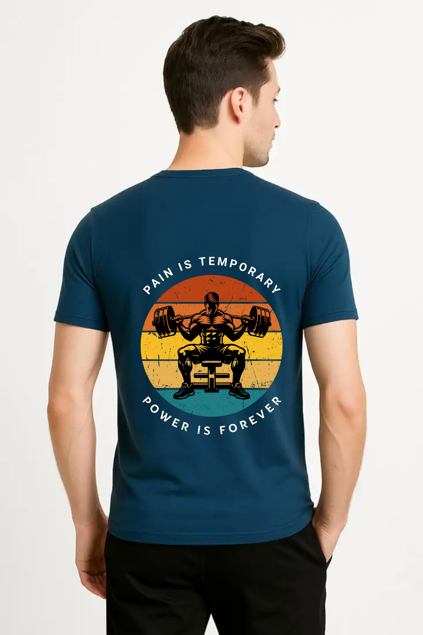 Unisex Pain And Power Motivational Design Classic Crew T-Shirt