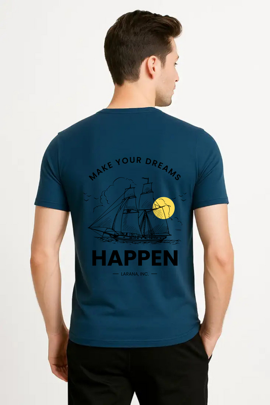 Unisex Dreams Happen Quote Classic Crew T-Shirt