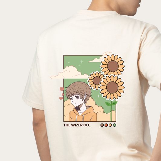 Unisex Oversized Cute Boy Sunflowers Classic T-Shirt