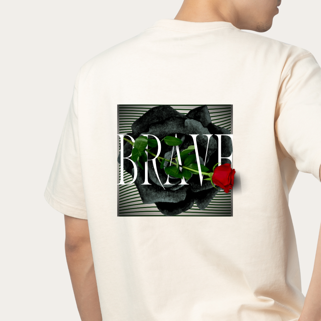 Brave Red Rose Design Unisex Classic Crew T-Shirt