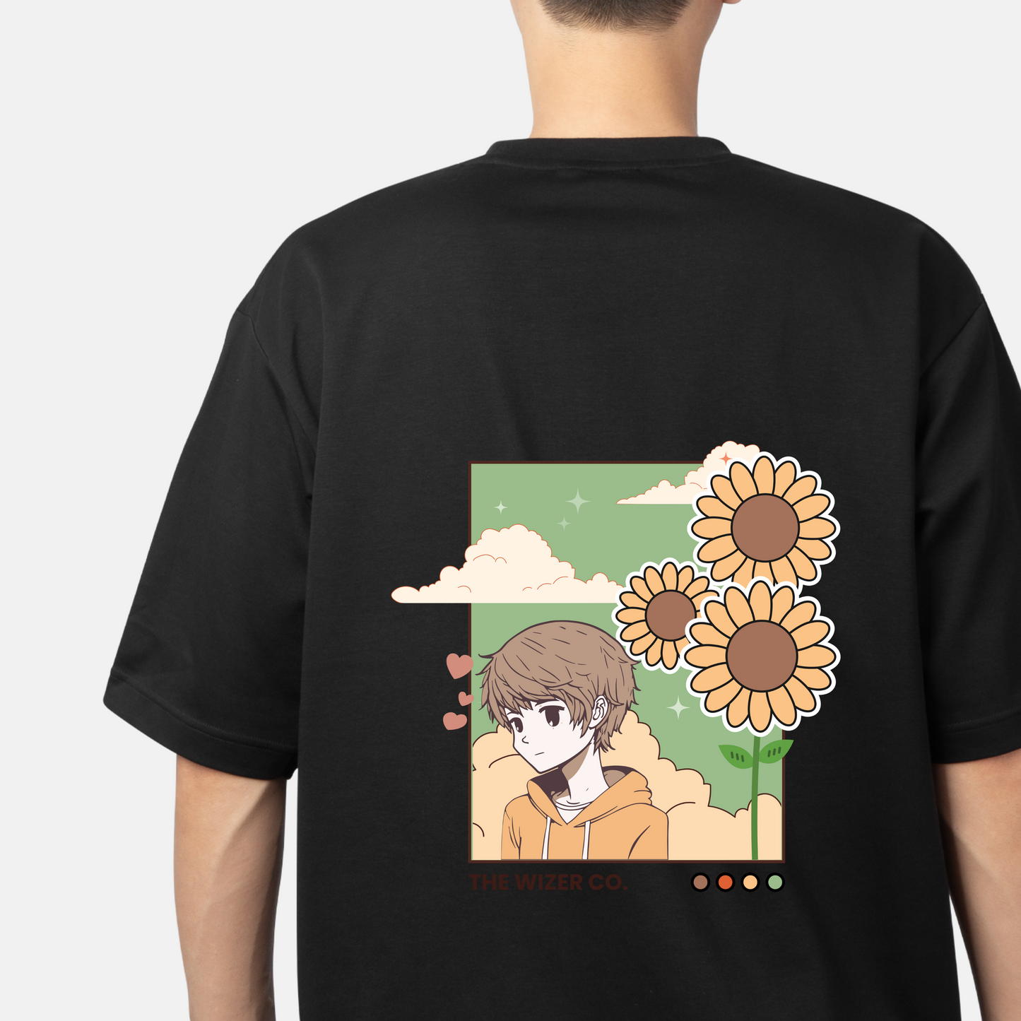 Unisex Oversized Cute Boy Sunflowers Classic T-Shirt